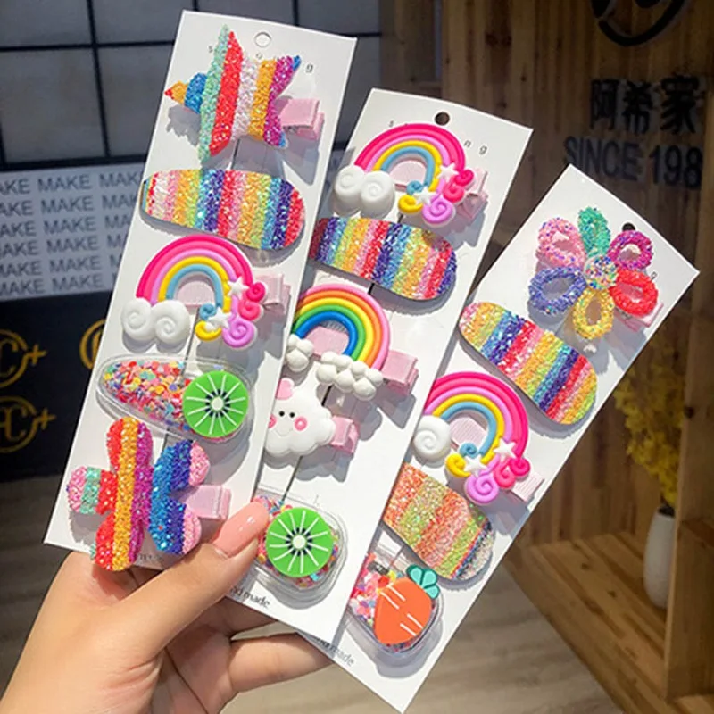 

1Set Girls Cute Rainbow Hairpin Clip Hair Clip Hairband Barrette Hairclip Headdress Beauty Hair Styling Tools Accessories New