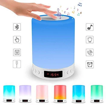 

Night light Bluetooth Speaker,Alarm Clock Bluetooth Speaker Touch Control Led Changing Color Bedside lamp Portable Table Lamp