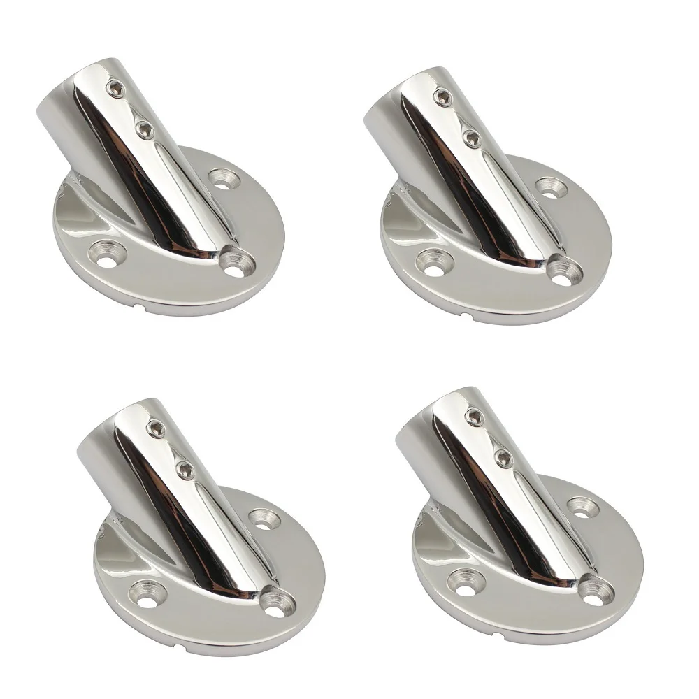 

4PCS 316 Stainless Steel 30 Degree Round Rail Base 22mm 25mm Mirror Polish Heavy Duty Marine Boat Fitting Accessories