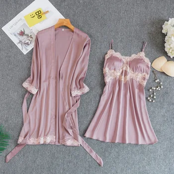 

Lace Suit Summer Women Bridal Twinset Wedding Robe New 2PCS Bathrobe Suit Kimono Gown Sexy Lounge Intimate Lingerie Sleepwear