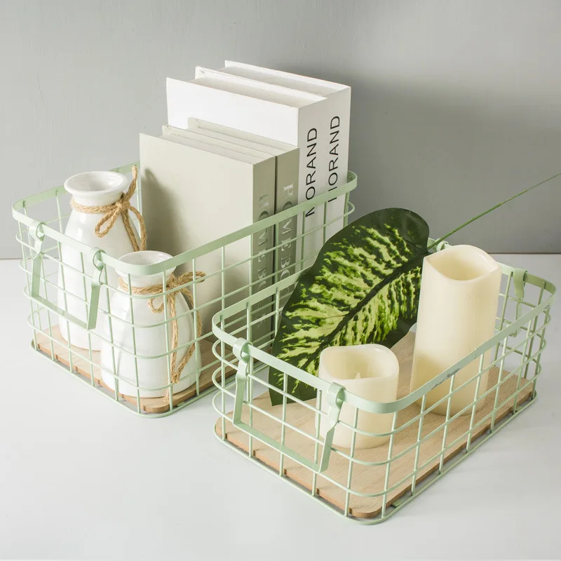 

Retro Iron Storage Basket Fruit Snacks Storage Baskets Large Laundry Basket Sundries Storage Box Office Storage Organization