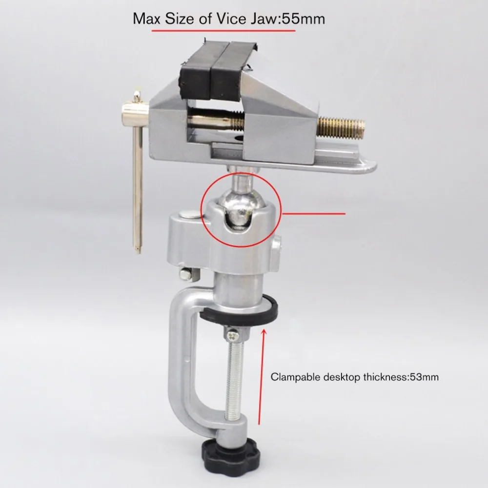 2 in 1 Table Vise Bench Vice Aluminium Alloy 360 Degree Rotating Universal Vise Precise Mini Vise Clamp Alloet