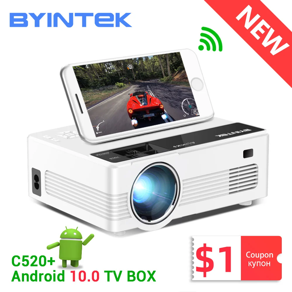 BYINTEK C520 Mini HD проектор(опционально Android 10 TV Box) 150 дюймовый домашний кинотеатр
