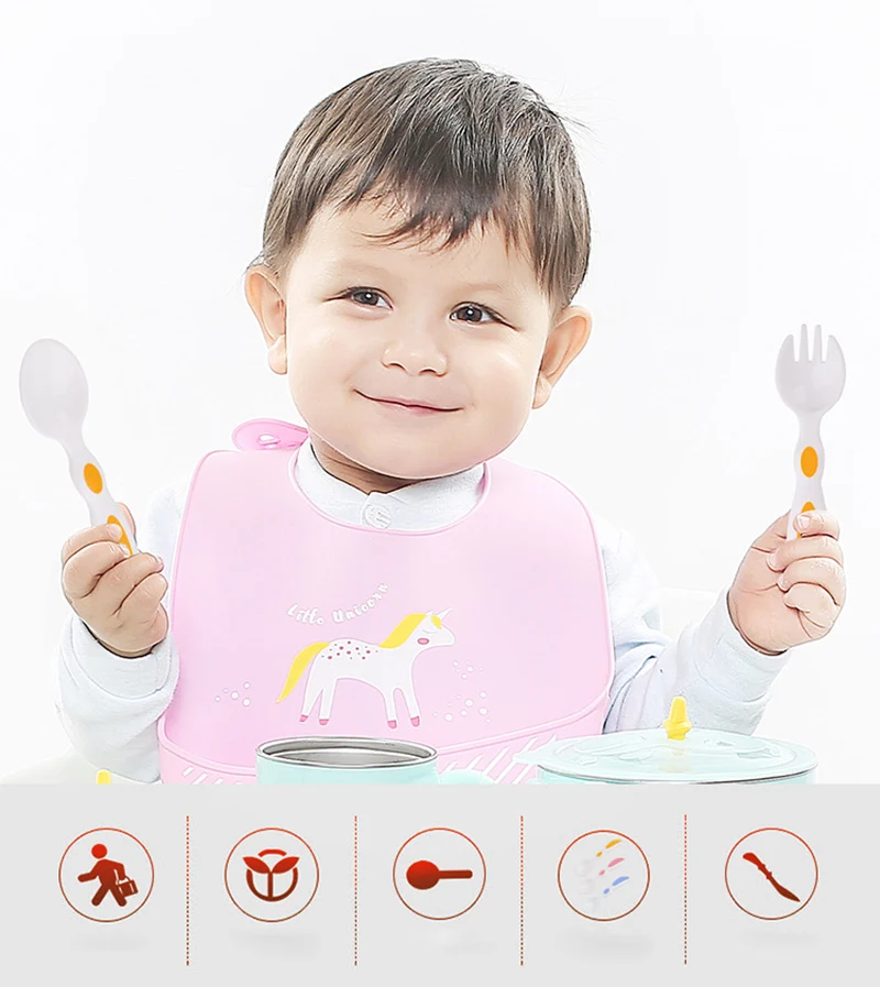 Baby Spoon Fork Suit Feeding Spoons Kids Children Boy Girl Toddler Flatware Drop Shipping Children Tableware Spoon