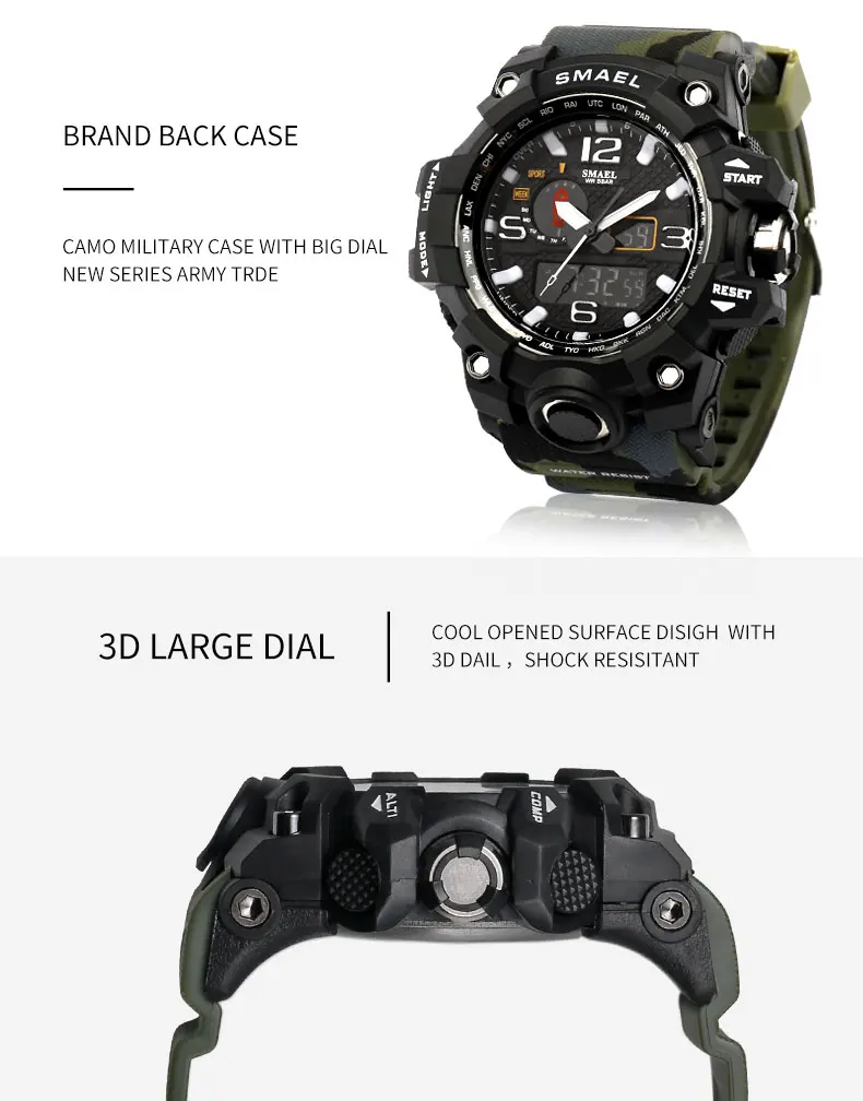 SMAEL камуфляжные часы мужские водонепроницаемые мужские s часы лучший бренд класса люкс светодиодный кварцевые часы мужской спортивный военный часы Relogio Mascuino