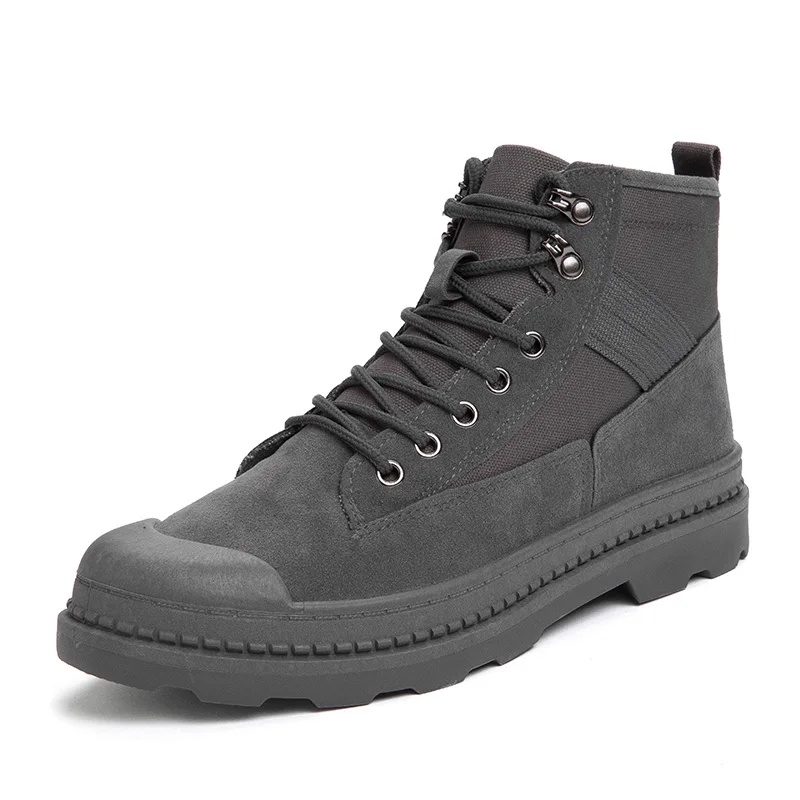 Мужская обувь в Корейском стиле; модные мужские ботинки martin; botas hombre; простая мягкая удобная дышащая Нескользящая Мужская обувь; KLYWOO - Цвет: Gray