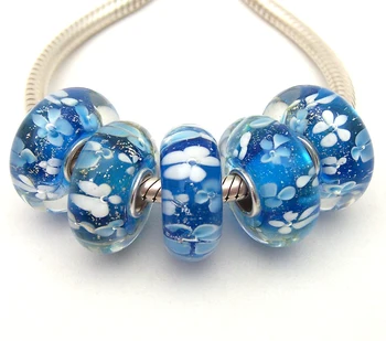 

JGWGT 1332 5X 100% Authenticity S925 Sterling Silver Beads Murano Glass beads Fit European Charms Bracelet diy jewelry Lampwork