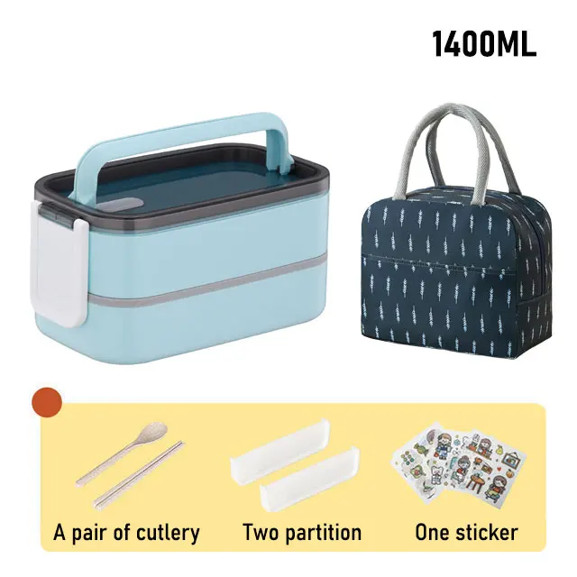 Lunch Box Thermal Food Container Bento Box Microwave Safe Lunchbox School Child Food Storage Kid's Lunch Box With Compartments b 1400ml with bag