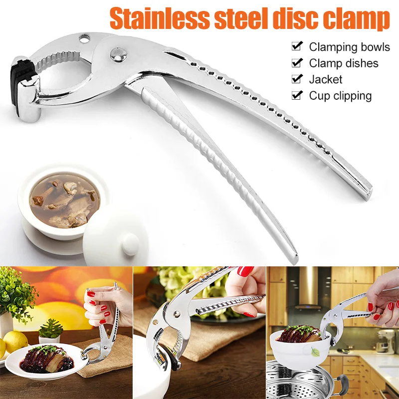 HOT Stainless Steel Anti Scalding Dish Clip Scald Proof Tongs Bowl Clamp Tongs Gripper TI99