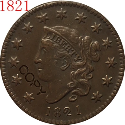 1821 США 1816-1834 Matron Head большой цент, копия монеты - Цвет: 1821