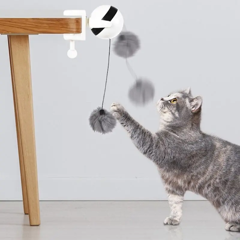 Интерактивная игрушка для кошек Электрический флаттер вращающийся забавный кот тизер подъемный пушистый шар 85WC