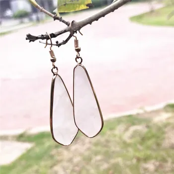 

2020 ladies retro water drop pink natural stone dangle earrings fashion jewelry stone earrings pink crystal earrings
