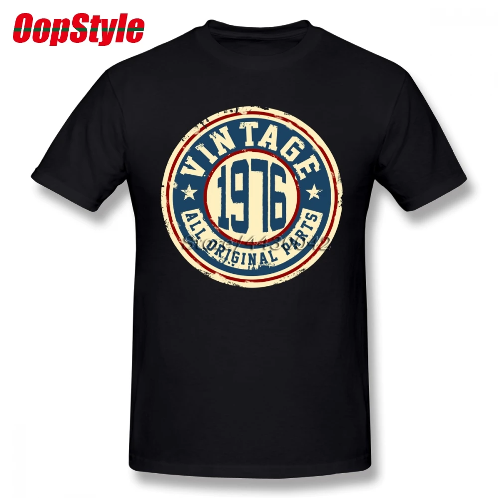 Born In 1976 Birthday T-shirt For Men Short Sleeve Cotton Plus Size Custom Tee |