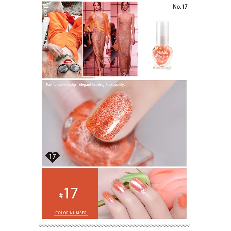 VTemix-17 Givenone 5 пилка для ногтей красочный голографический лак для ногтей на водной основе сияющий блеск Отшелушивающий блеск лак для ногтей 60s сушка - Цвет: VTemix-17