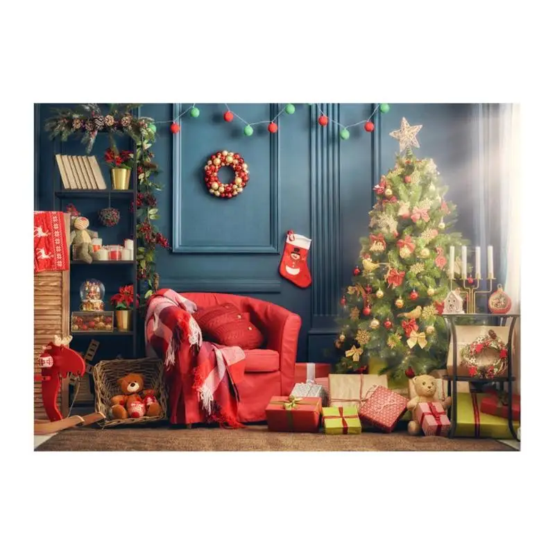Christmas Background Cloth Snows Santa Claus Home Decor Photo Studio Fabric