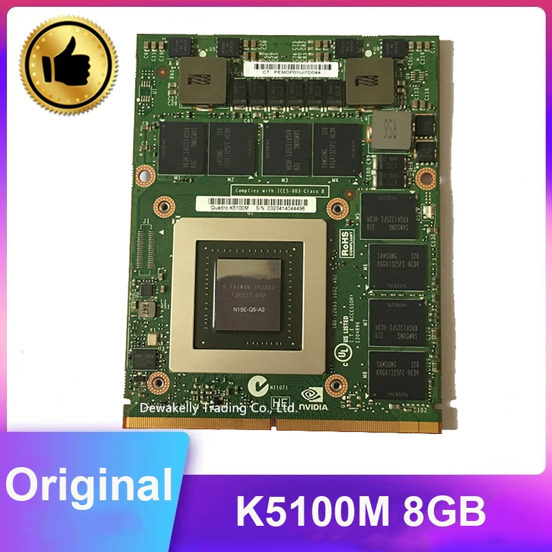 

Geforce K5100M K 5100M N15E-Q5-A2 8GB VGA Video Graphic Card For DELL M6700 M6800 HP 8770W ZBOOK17 G1 G2 Working Perfectly