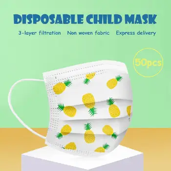 

10-500pcs Face Mask Kids Disposable Nonwoven 3 Layer Filter Mask Anti Dust Breathable Cartoon Printing Children Face Mouth Masks