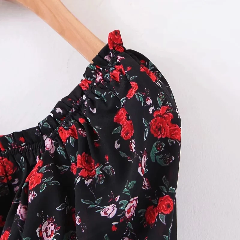 Увядший модный блогер винтажный цветочный принт квадратный воротник blusas mujer de moda кимоно рубашка женские топы и блузки