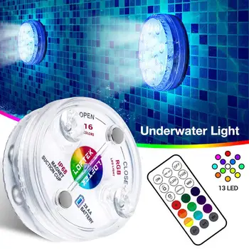 

LED Pool Light Fountain Light Waterproof RGB Remote Control Submersible Light with Suction Cups Underwater Night Lamp