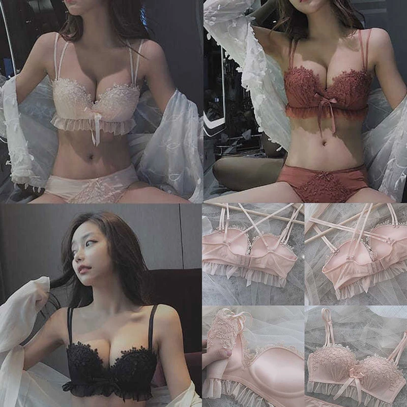 

Full underwear white sexy underwear suit green bra cotton yarn underwear lace fabric bag bra pizza Deep V-type Yin-Yang Suite