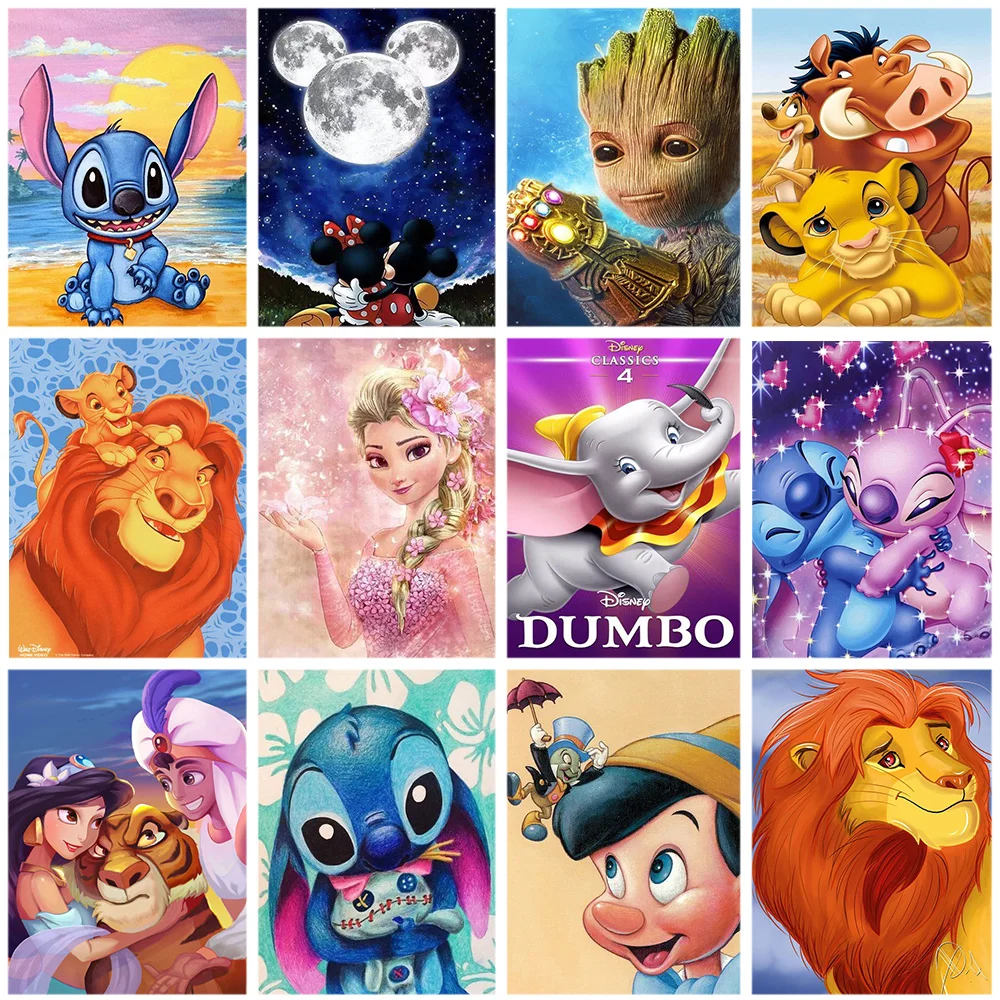 Diamond Painting Disney Princess Characters 5D DIY Diamond Embroidery Art Cartoon Portrait Mosaic Hobby Round Drill Home Decor