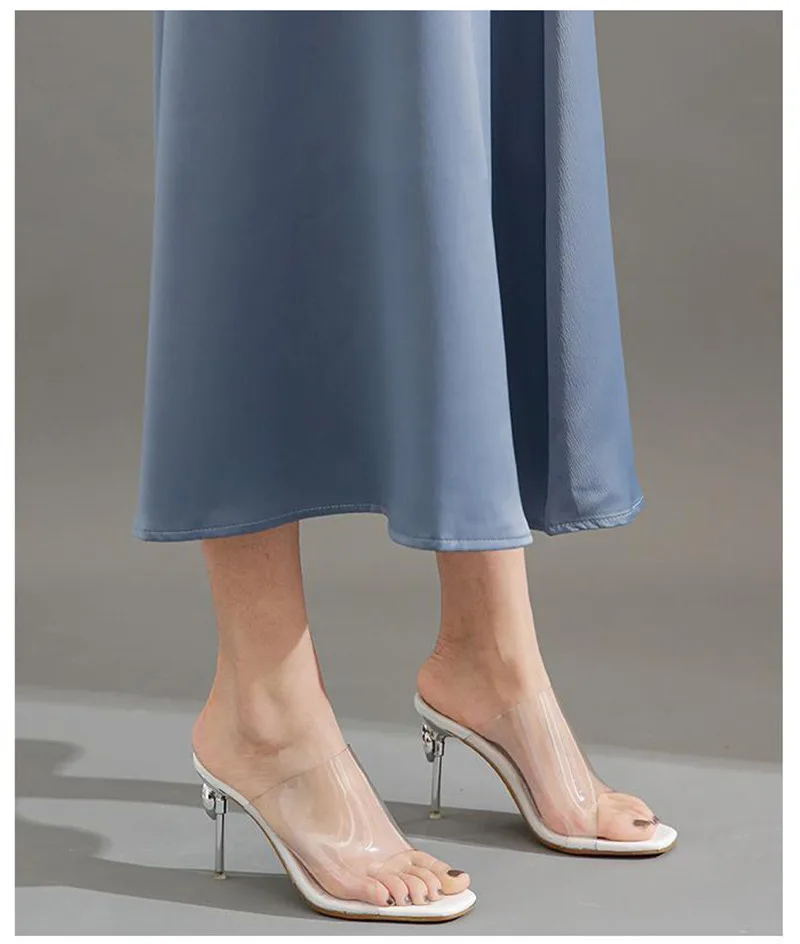 Crystal Transparent Women Slippers Peep Toe High-Heeled Slides Thin Small Heel Clear Shoes Woman Sexy Pointed Toe Summer Sandals (32)