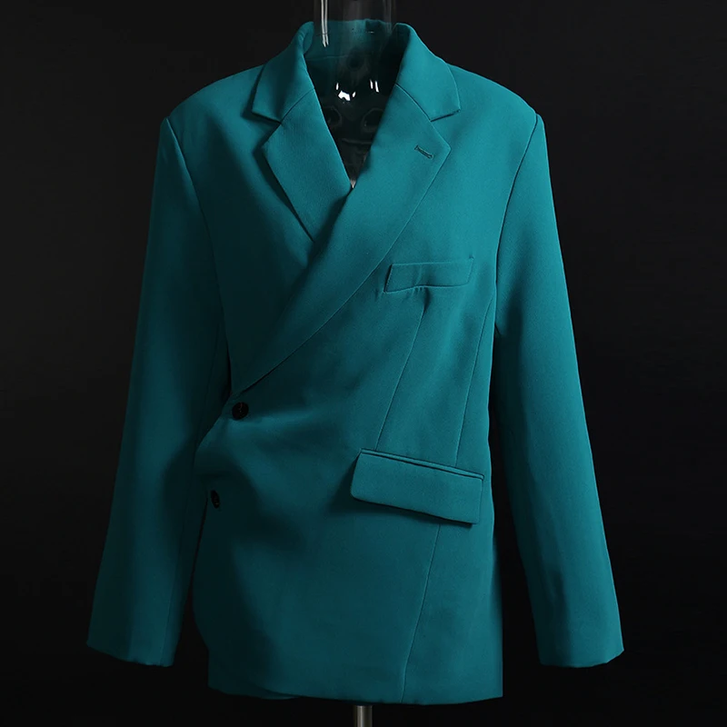 

Women Oversize Loose Reversible Blazer Long Thick Belted High Street