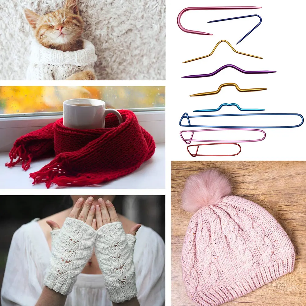 

9Pcs Aluminum Cable Stitch Knitting Holder Needles Pin For DIY Sewing Knit Cables Needles Stitch Smooth Crochet Hook Clip