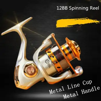 

12 Ball Bearing 5.2:1 Fishing Reel Saltwater Freshwater Spinning Wheel with Metal Line Cup & Handle