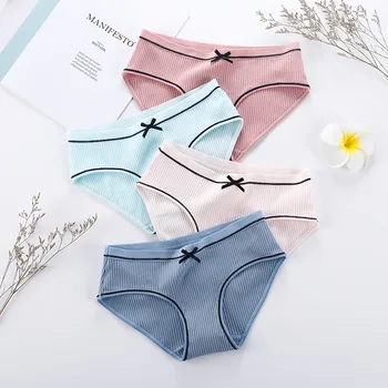 

women's panties cotton briefs set underwear lingerie ladies panty female underpants solid color knickers dropshipping 3 pcs/lot