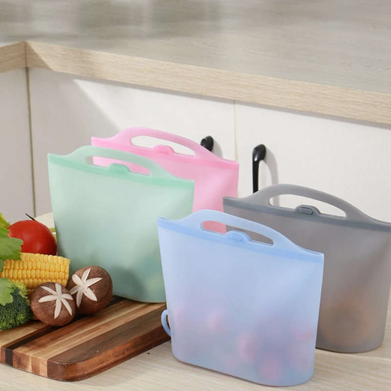 NHBR-4Pcs, 1500 мл, силиконовые контейнеры для хранения продуктов, герметичные контейнеры, многоразовые, закрываются на молнии, чашка, свежая сумка для хранения продуктов
