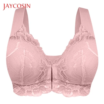 

JAYCOSIN Sexy Lingerie Lace Solid Color Cross Side Buckle Without Rims Gathered Sports Women Underwear Sleep Bra Large Size905#2
