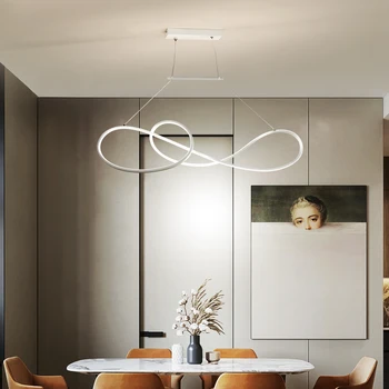 

Modern LED Pendant Lights Home Chandelier for Dining Room Kitchen Living Room White/Black/Gold Frame Hanging Lamp
