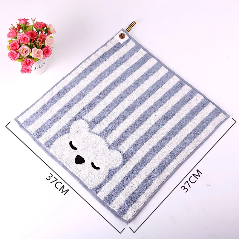 Blue striped bear Очень мягкое детское полотенце для рук с изображением животных из мультфильмов, подвешиваемые полотенца для рук с принтом медведя, популярные детские полотенца с принтом из мультфильмов - Цвет: Blue striped bear