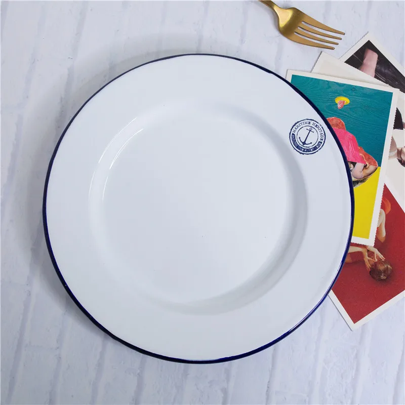Enamel Sea Anchor Series Enamel Thickened Fruit Plate Baked Rice Turnip Plate Dinner Dish