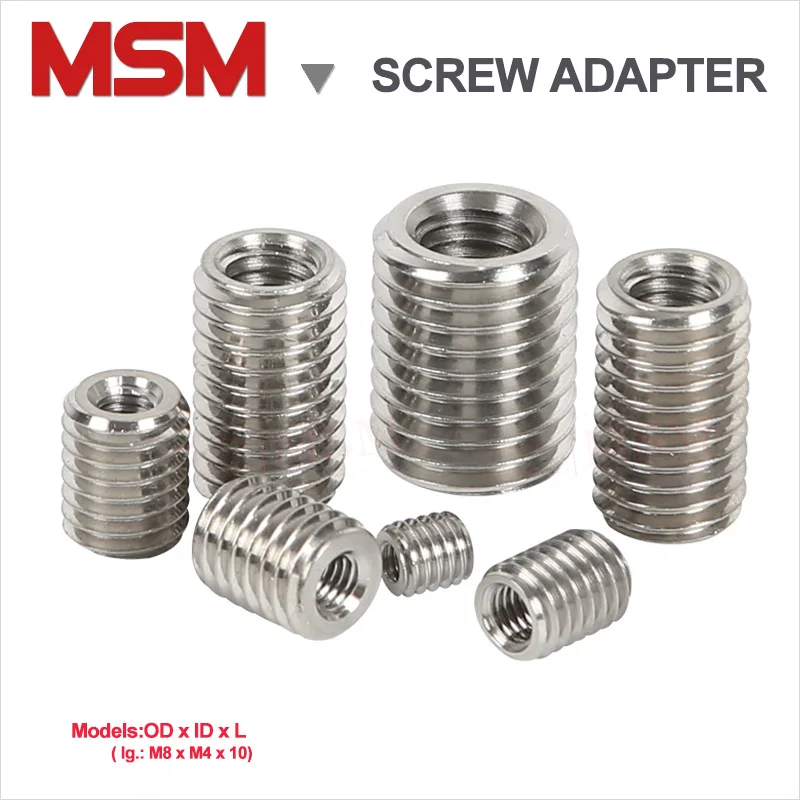 6PCS Stainless Steel Inner Outer Thread Adapter Screw Conversion Nut