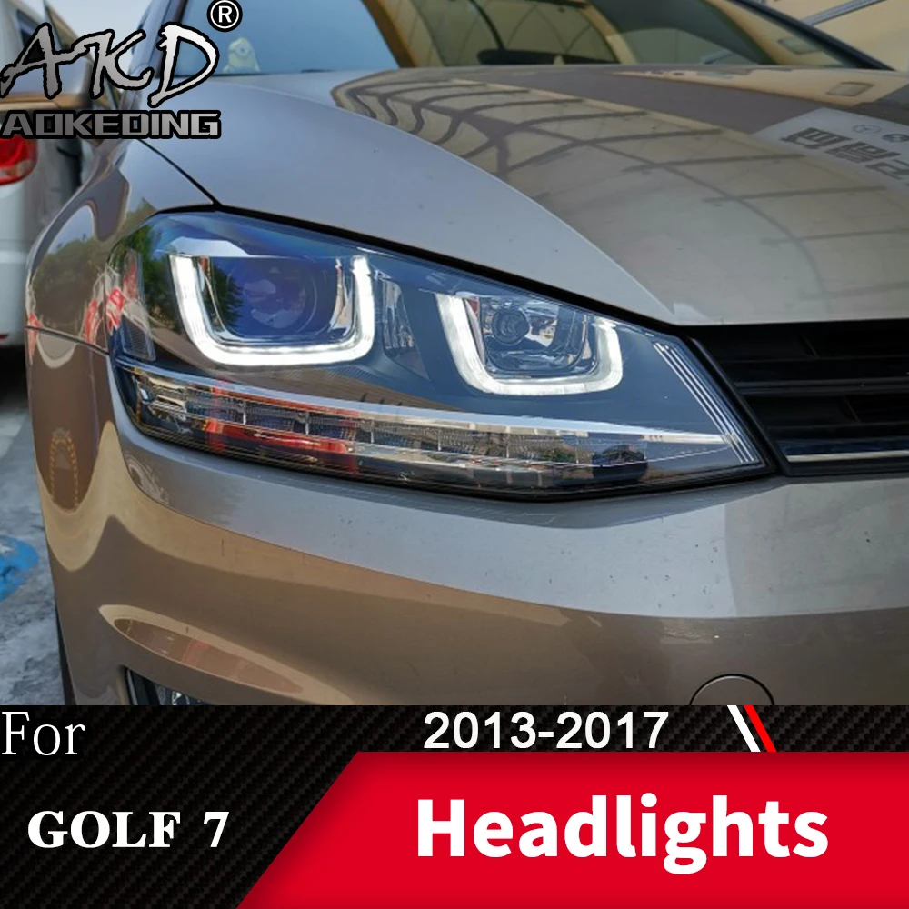 Головной фонарь для автомобиля VW Golf7 MK7 2013- Golf 7, головной светильник s, противотуманный светильник s, дневной ходовой светильник DRL H7 светодиодный Биксеноновая лампа, автомобильные аксессуары