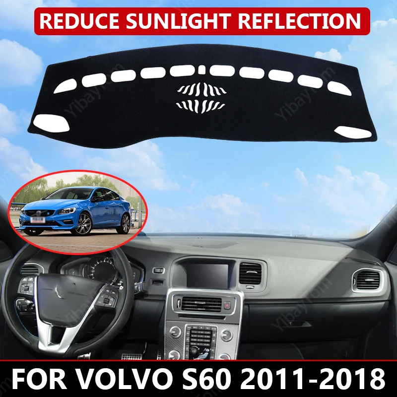 

Коврик для приборной панели для VOLVO S60 2011-2018, бархатный чехол для автомобильной приборной панели, Черные Блоки, пылезащитные, снижающие шум, автомобильные аксессуары