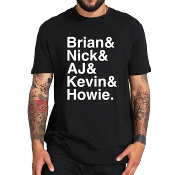 

EU Size 100% Cotton T Shirt Backstreet Boys T Shirt - Brian Nick Kevin Howie Pop Music American Singer Black Tops