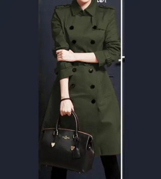 S-6XL Hot Spring Women New Fashion Personalized Large size customizatio Mid-length long double-breasted lapel trench coat