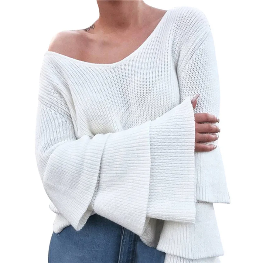 Свитер женский оверсайз женский вязаный свободный свитер с длинными рукавами Джемперы Топы трикотажные изделия Топ свитер для женщин отверстие для большого пальца - Цвет: White