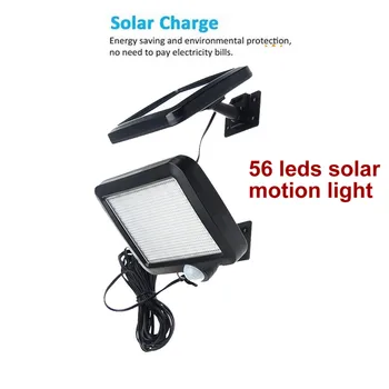 

56 led 500lm solar light split mount pIR motion senser Garden street wall lamp for garage steps stair pation yard 5M cable split