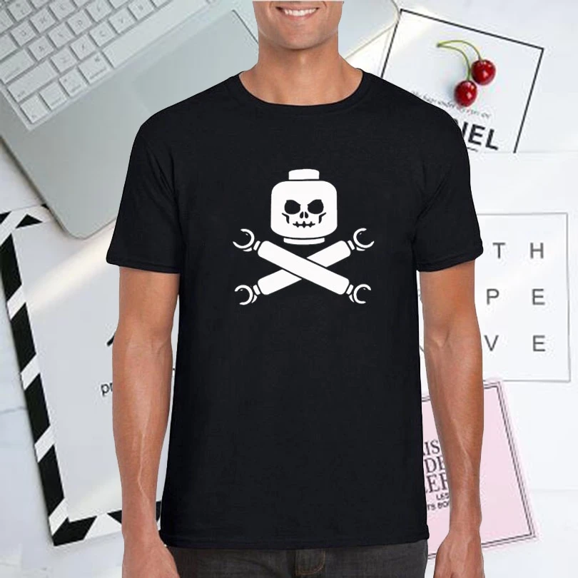 Lego Lovers Black White T-shirt Men Lego Pirate casual Mens T Shirts Crewneck Summer Clothes Men Cotton 2020 Poleras Hombre