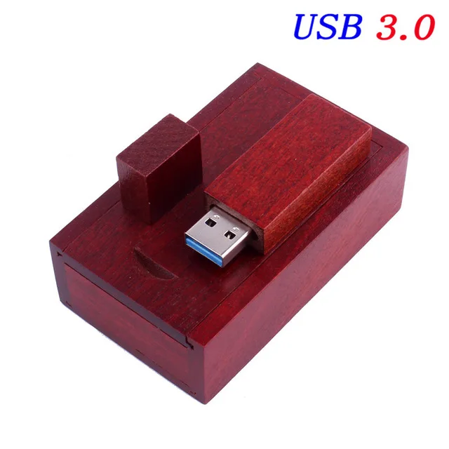 JASTER USB 3,0 фотография логотип клиента деревянный usb+ Подарочная коробка usb флеш-накопитель деревянная Флешка 8 ГБ 16 ГБ 32 ГБ 64 Гб свадебные подарки - Цвет: Rose wood