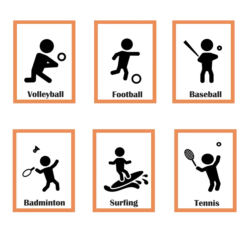 Sport Basketball/Tennis/Soccer English Words Card Phonics Words