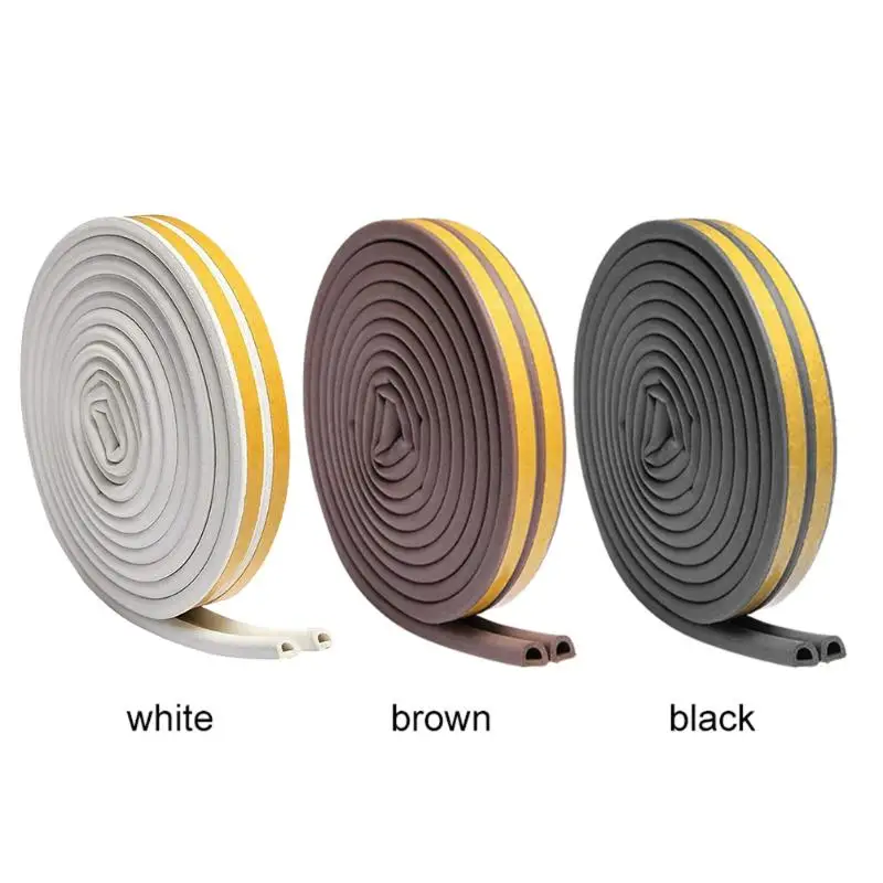 2 шт. 10 метров самоклеющиеся D типа двери окна пена уплотнение полосы звукоизоляция предотвращения столкновения резиновые уплотнительные полосы стикер