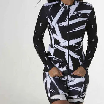 

2019Pro Team Professional Team Triathlon Ladies Black Cycling Jersey Pocket One-piece Jumpsuit Maillot Bicycle Ropa ciclismo Set