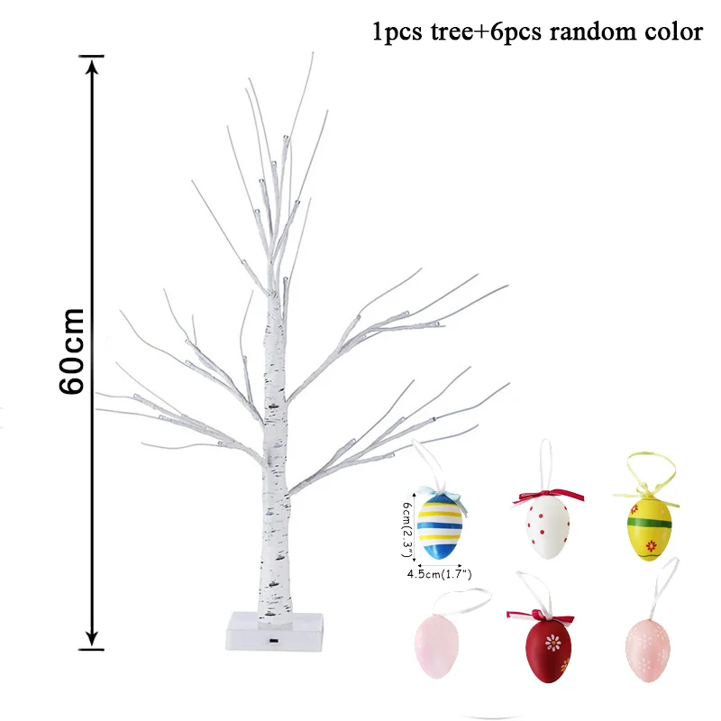 60cm weißer Osterbaum LED-Leuchtbaum Lampe für Ornamente Hängeeier Dekor
