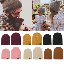 MOLIXINYU/зимняя шапка для маленьких девочек; теплые шапки для родителей и детей; шапки-бини для женщин; однотонная Вязаная хлопковая шапка для детей; Skullies; уличная мужская шапка