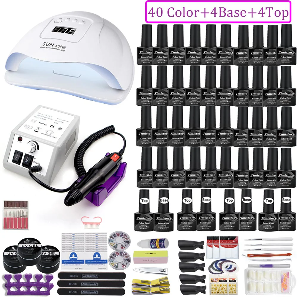 

Professional Nail Kit Acrylic Manicure Set 40 Colors Gel Polish Full Set Nail Tools Art Decoration Nail Drill Machine Nail Lamp